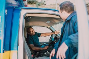 Paramedic Sitting in the Driver's Seat